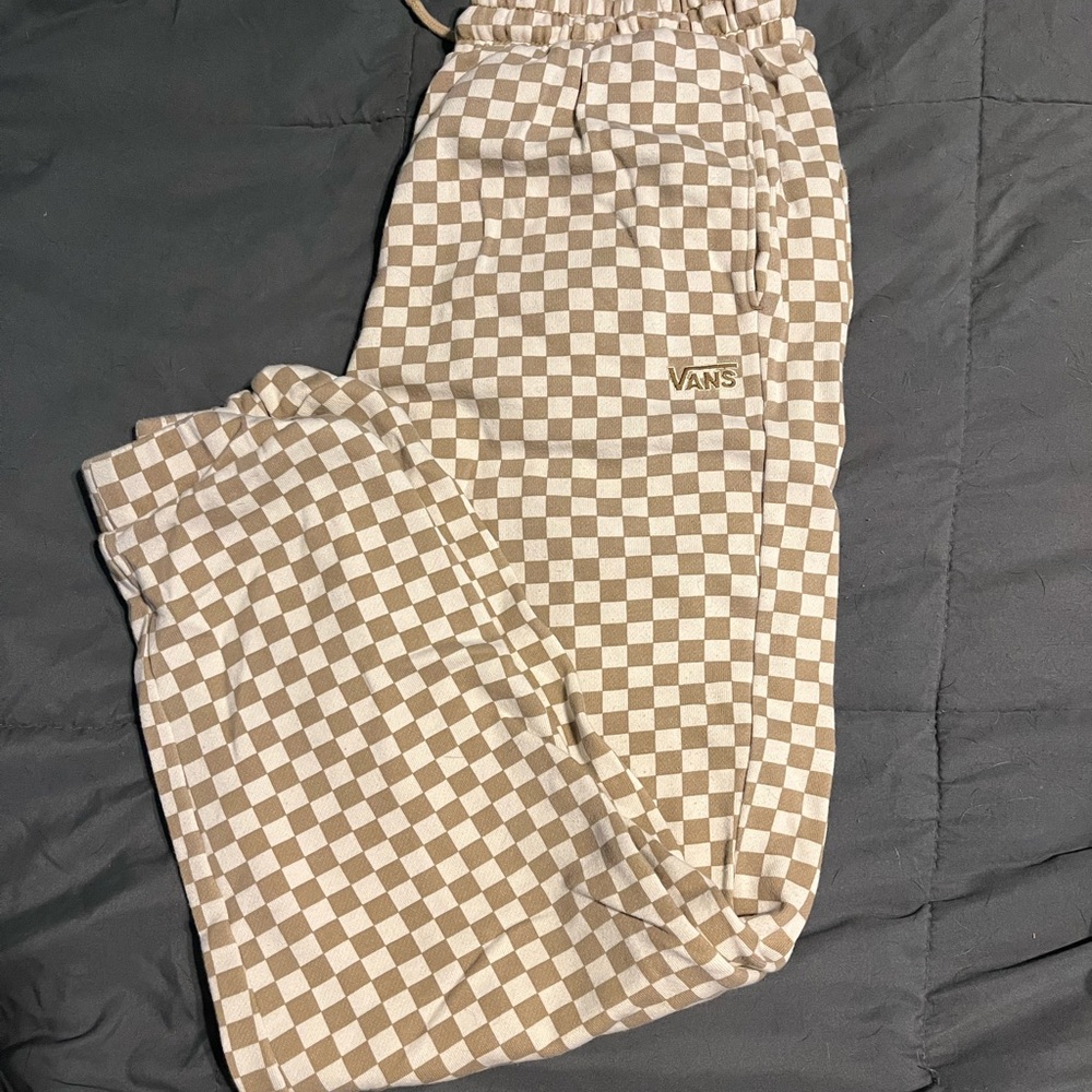 Vans Beige and White Checkered Pants